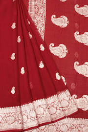 Maroon Handloom Khaddi Banarasi Chiffon Saree - Avishya
