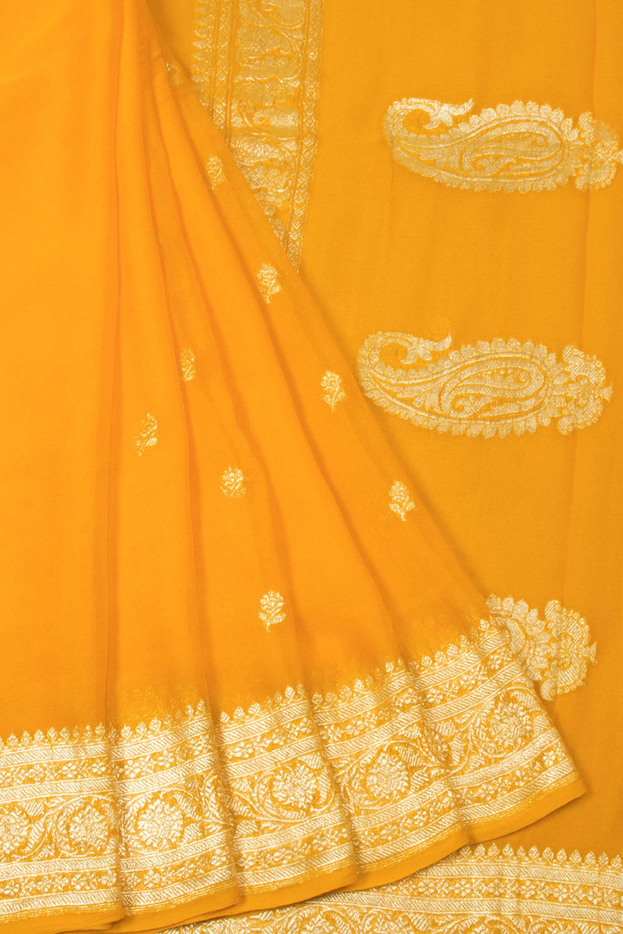 Yellow Handloom Khaddi Banarasi Chiffon Saree - Avishya