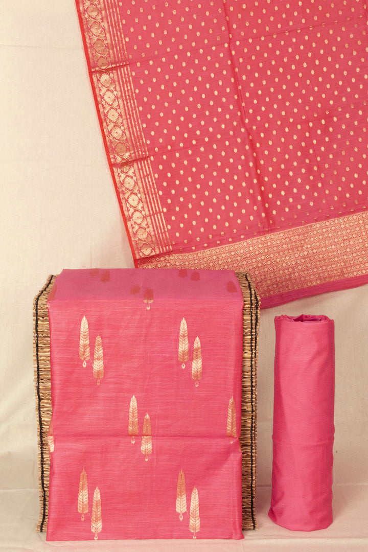 Orange 3-piece Banarasi Silk Salwar Suit Material 10064559