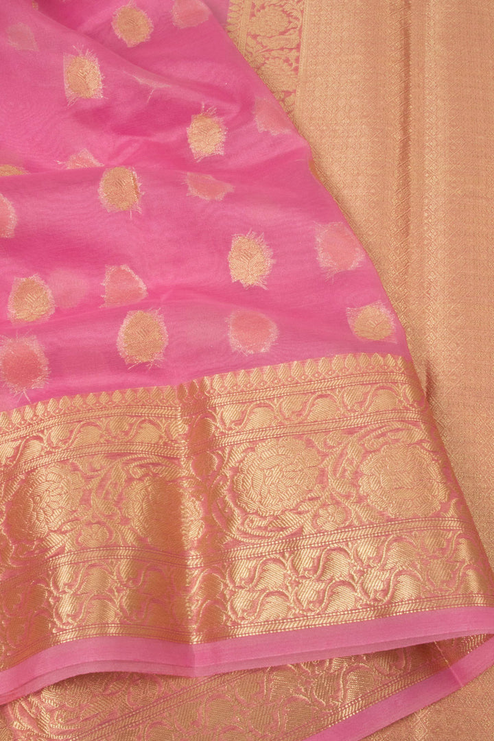 Pink Banarasi Organza Saree 10064569