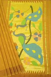 Honey Orange Handloom Paithani Cotton Saree 10064572