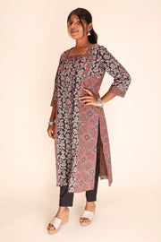 Black Ajrakh Printed Cotton Kurta 10064603