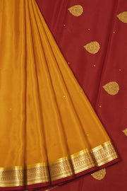 Golden yellow Mysore Crepe Silk Saree 10064636