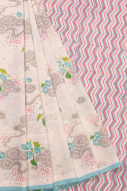 Lavender Printed Chanderi Silk Cotton Saree - Avishya