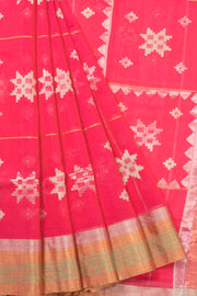 Pink Handwoven Chanderi Silk Cotton Saree - Avishya