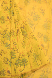 Yellow Handwoven Chanderi Silk Cotton Saree - Avishya