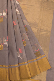 Grey Handwoven Chanderi Silk Cotton Saree - Avishya