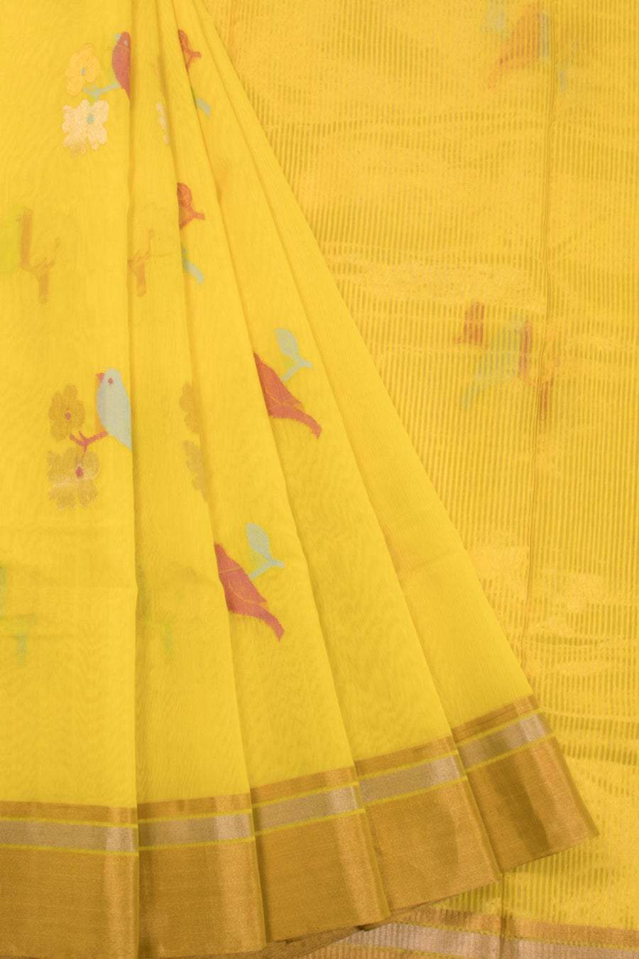 Yellow Handwoven Chanderi Silk Cotton Saree - Avishya