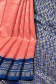 Peach Handloom Gadwal Kuttu Silk Saree - Avishya