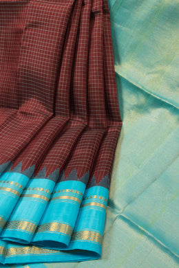 Dark Brown Handloom Gadwal Kuttu Silk Saree - Avishya