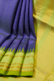 Navy Blue Handloom Gadwal Kuttu Silk Saree 10064768