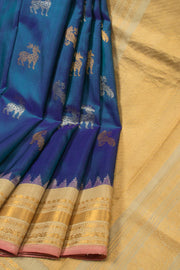 Navy Blue Handloom Gadwal Kuttu Silk Saree - Avishya