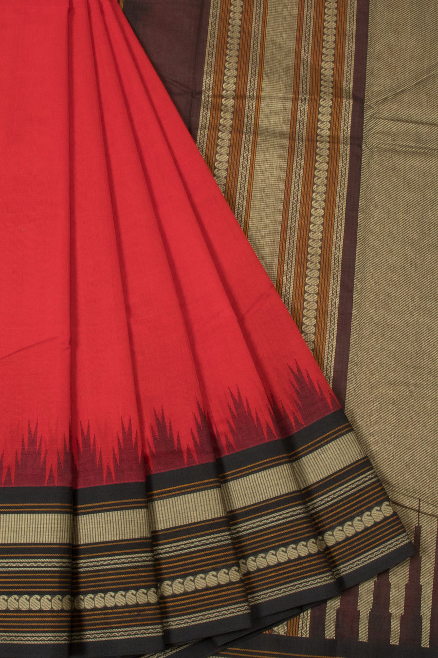 Chilly Red Handloom Raw Silk Saree - Avishya 