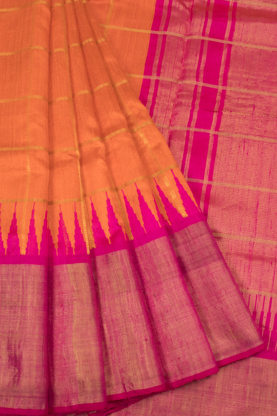 Orange Handloom Raw Silk Saree - Avishya
