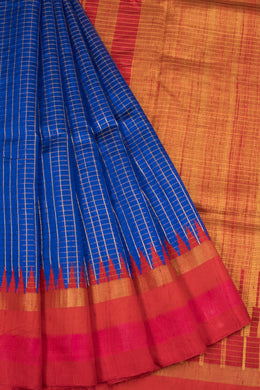 Blue Handloom Raw Silk Saree - Avishya
