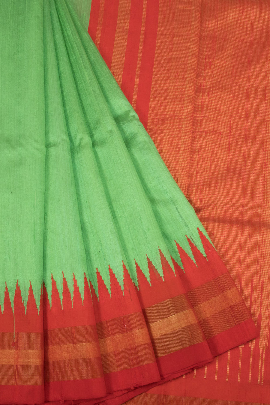 Light Green Handloom Raw Silk Saree - Avishya