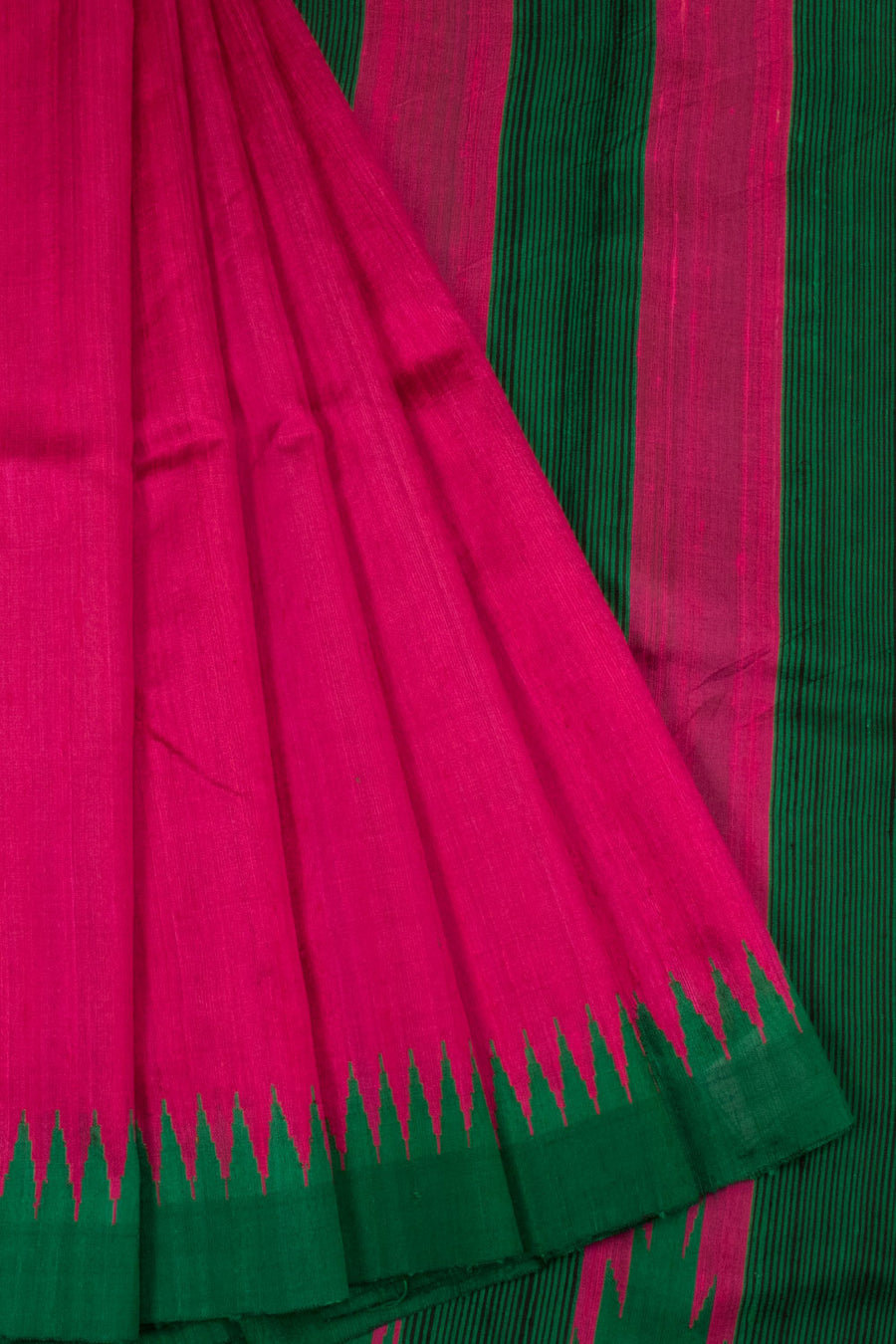 Rani Pink Handloom Raw Silk Saree - Avishya
