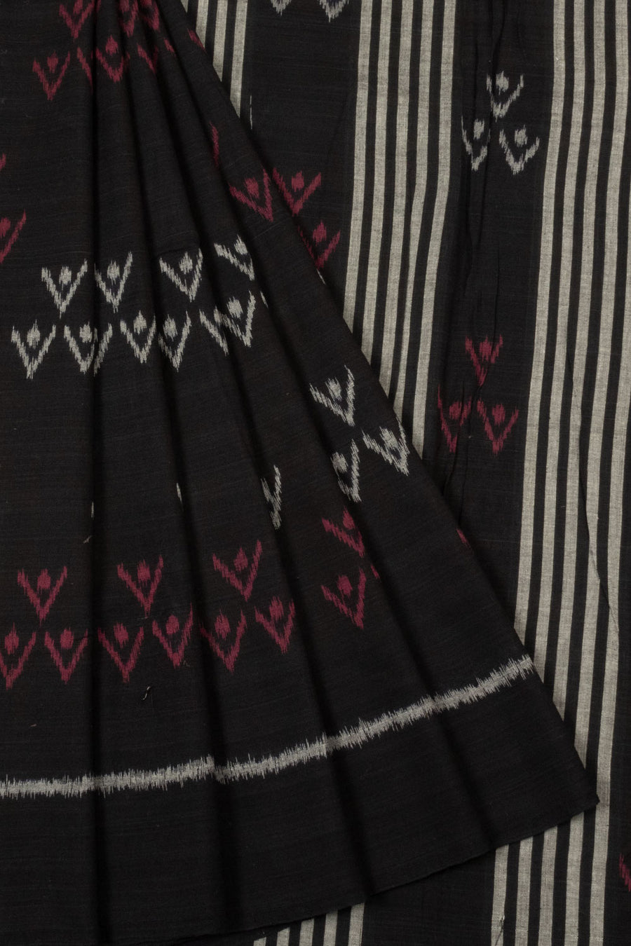 Black Handloom Odisha Ikat Cotton Saree - Avishya