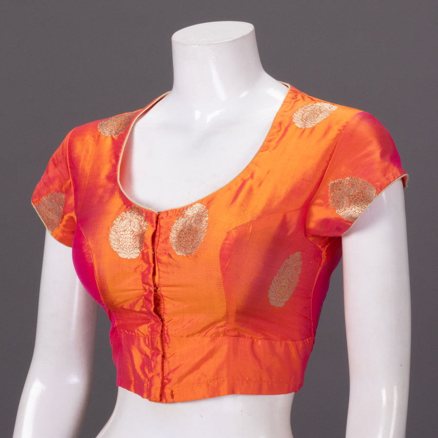 Orange Handcrafted Banarasi Silk Blouse - Avishya