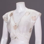 Off White Handcrafted Banarasi Silk Blouse 10064841
