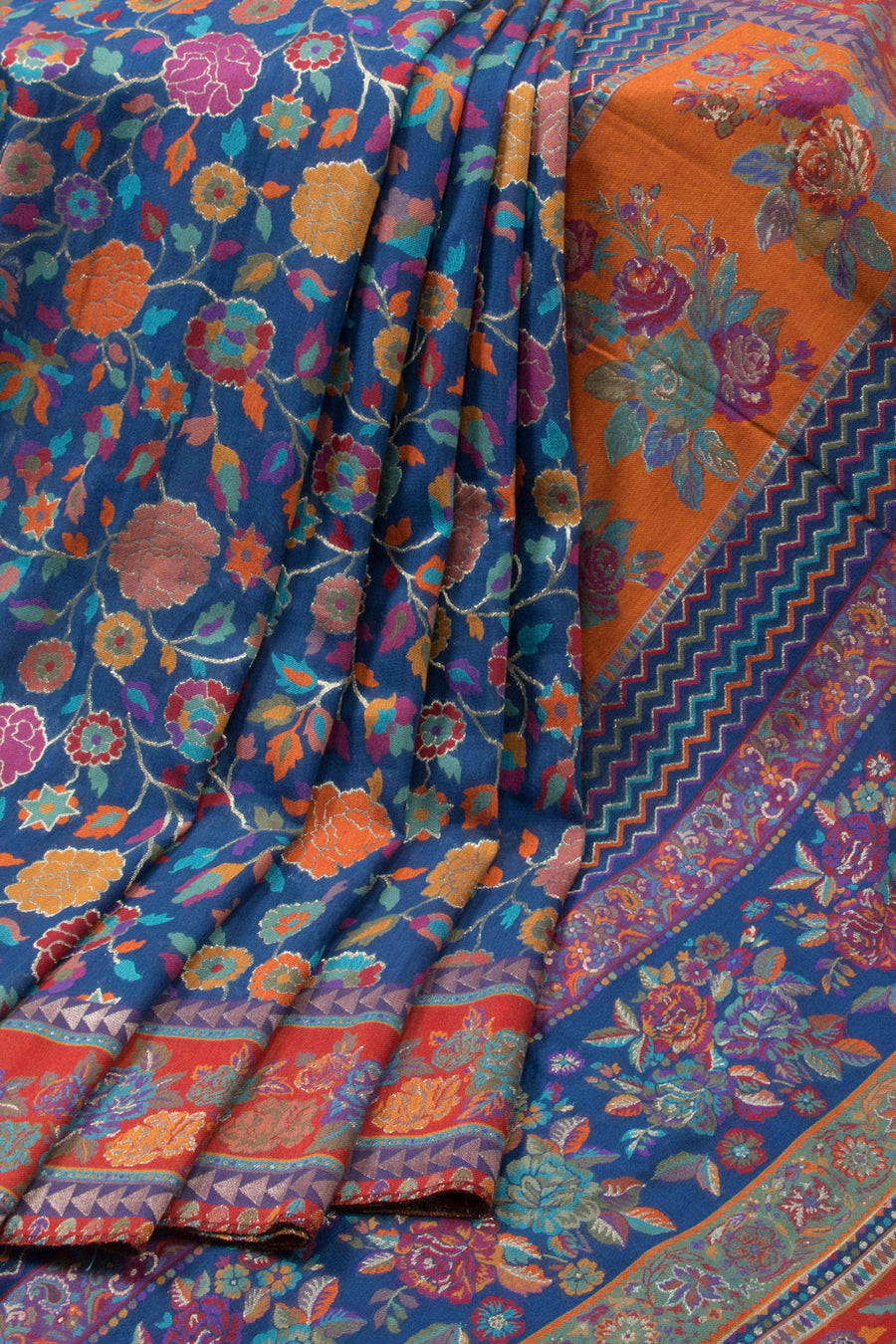 Berry Blue Handloom Kashmir Kani Silk Saree 10064846