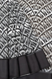 Black and White Printed Organza Saree - Avishya