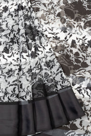 Black and White Printed Organza Saree - Avishya