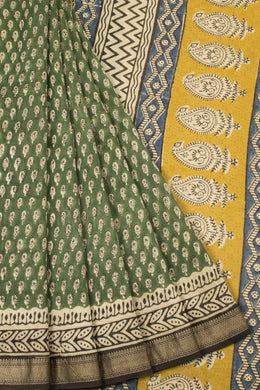 Green Anokhi Hand Block Printed Saree - Avishya