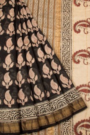 Black Anokhi Hand Block Printed Saree - Avishya