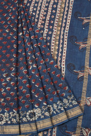 Blue Anokhi Hand Block Printed Saree  - Avishya