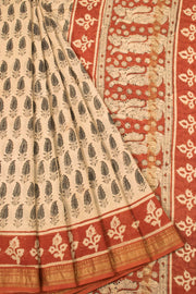 Cream Anokhi Hand Block Printed Saree - Avishya
