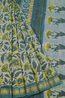 Blue Anokhi Hand Block Printed Saree - Avishya