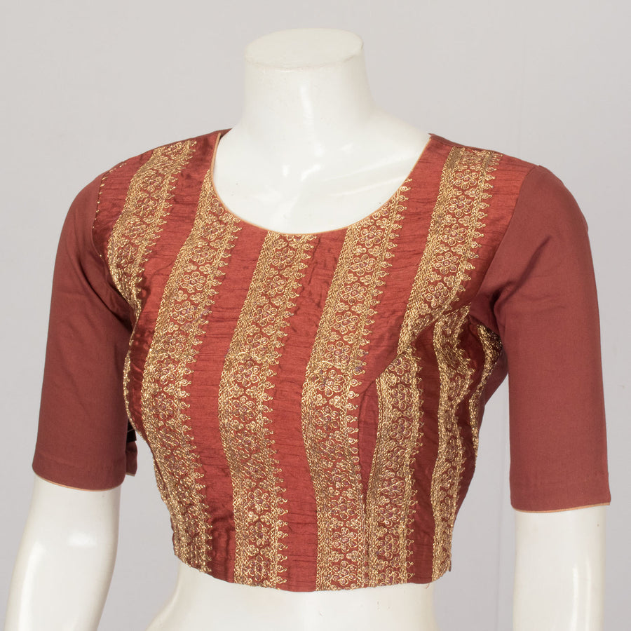 Maroon Zari Sequin Embroidered Tussar Silk Blouse  - Avishya