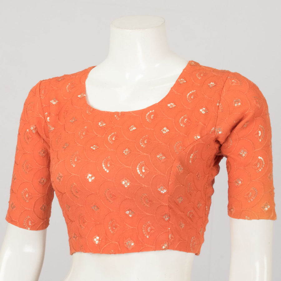 Orange Sequin Embroidered Georgette Blouse - Avishya