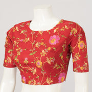 Red Hand Embroidered Net Silk Blouse - Avishya