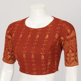 Brown Sequin Embroidered Georgette Blouse -Avishya