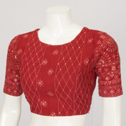 Maroon Sequin Embroidered Georgette Blouse - Avishya