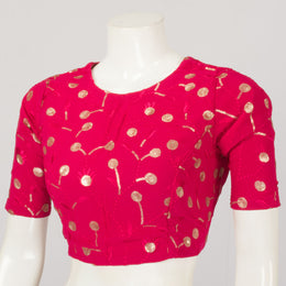Hot Pink Sequin Embroidered Georgette Blouse-Avishya