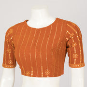 Brown Sequin Embroidered Georgette Blouse  - Avishya