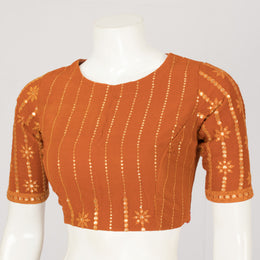 Brown Sequin Embroidered Georgette Blouse  - Avishya