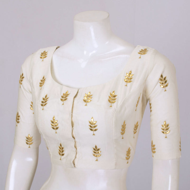 White Sequin Embroidered Chanderi Silk Cotton Blouse - Avishya