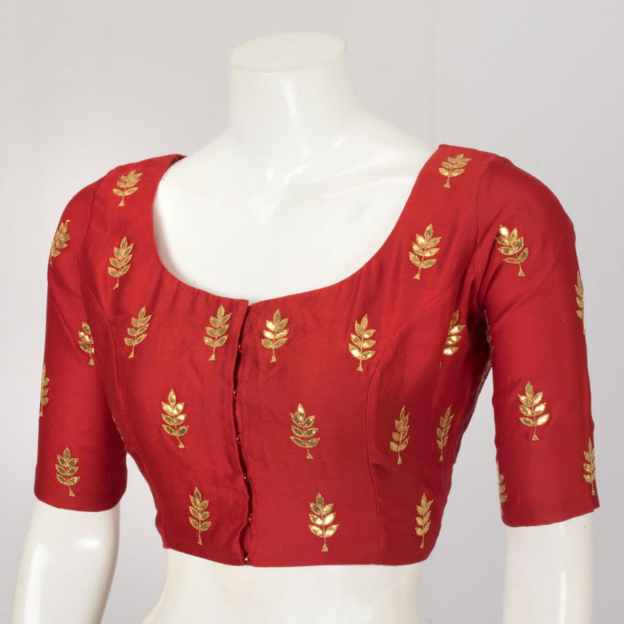 Maroon Sequin Embroidered Chanderi Silk Cotton Blouse - Avishya