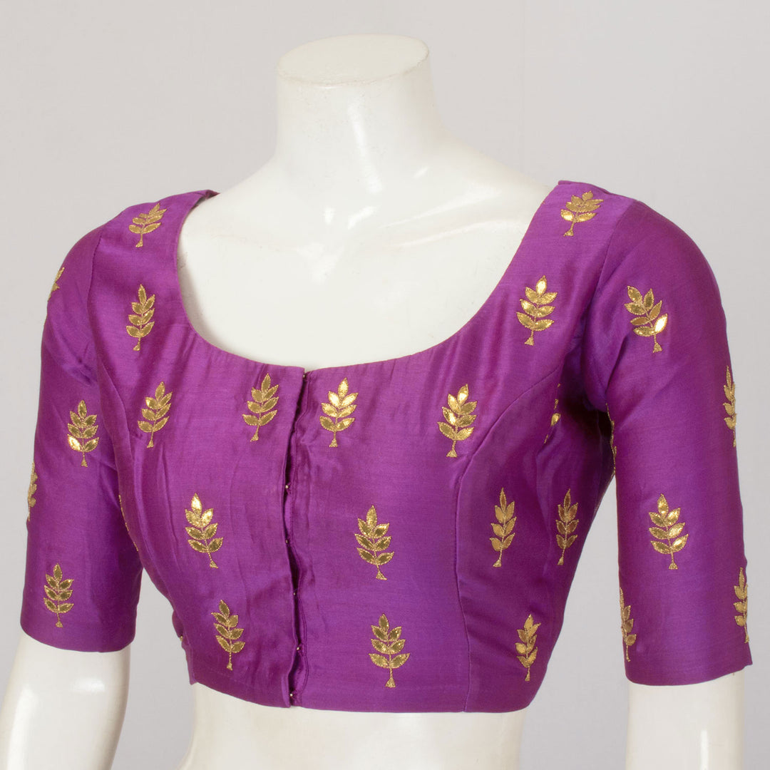 Violet Sequin Embroidered Chanderi Silk Cotton Blouse - Avishya