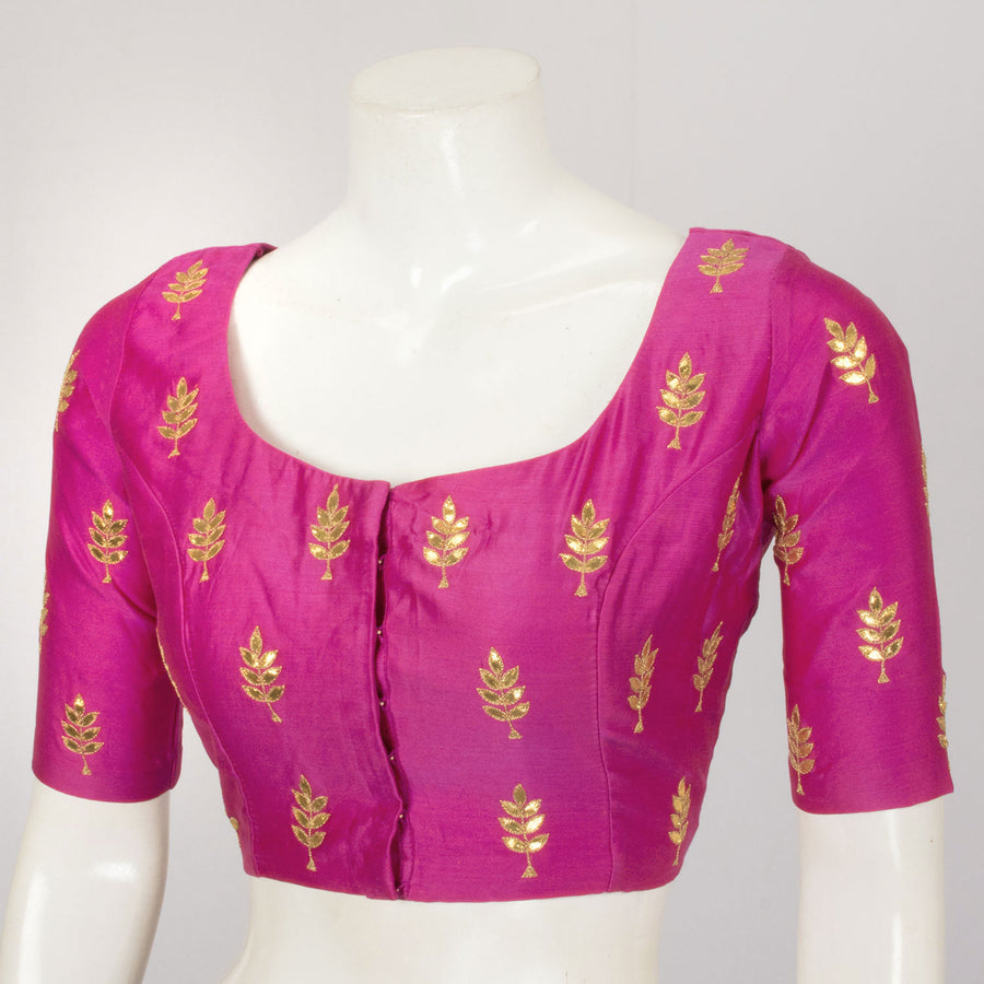 Pink Sequin Embroidered Chanderi Silk Cotton Blouse - Avishya