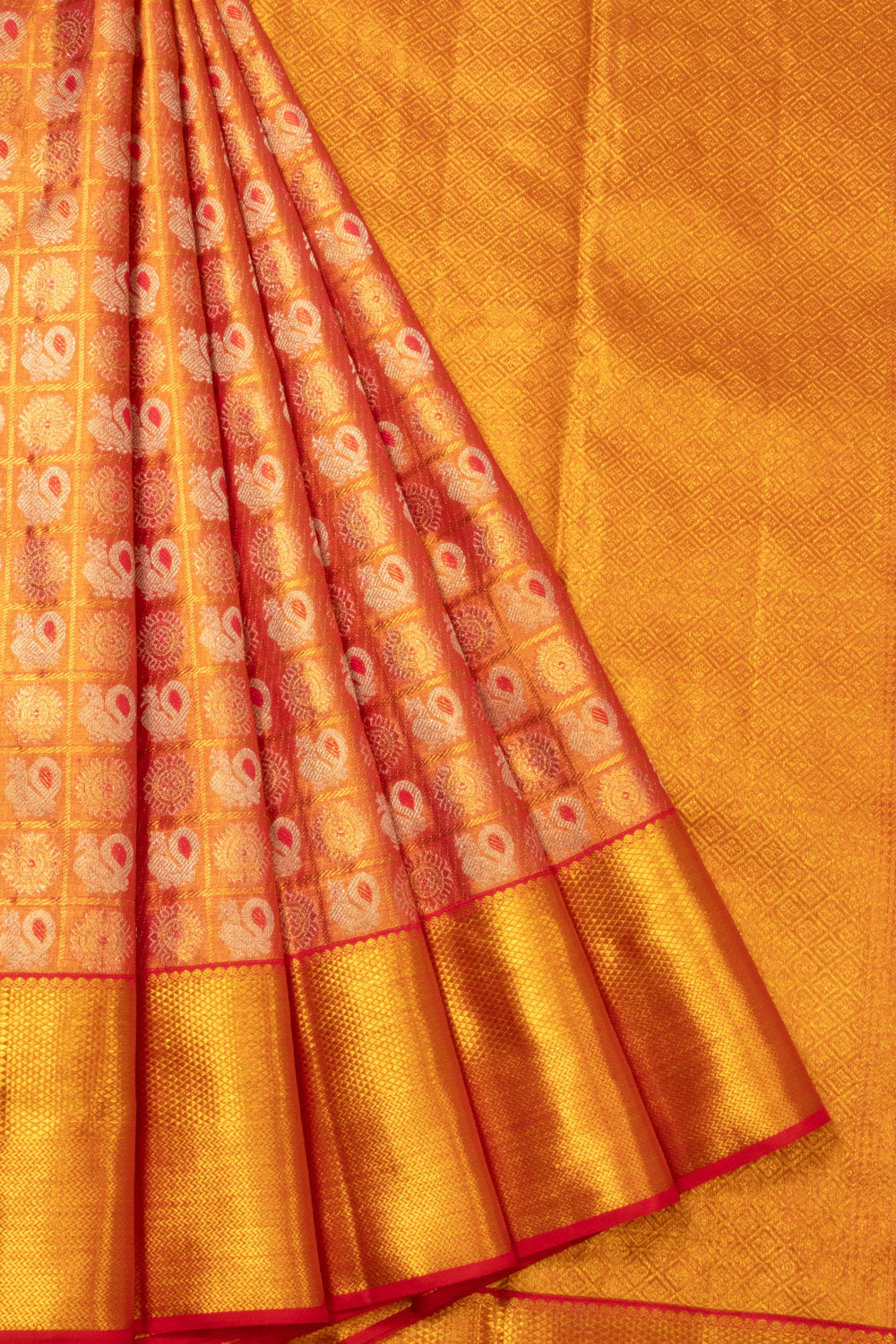Reddish Gold Bridal Kanjivaram Silk Saree 10064990 Avishya