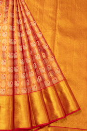 24 Carat Golden Red Bridal Kanjivaram Silk Saree - Avishya