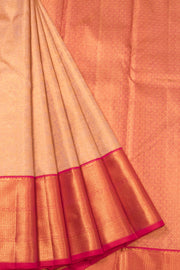 Salmon Pink Gold Korvai Kanjivaram Silk Saree - Avishya