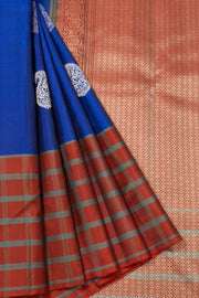 MS Blue Handloom Kanjivaram Soft Silk Saree 10065009