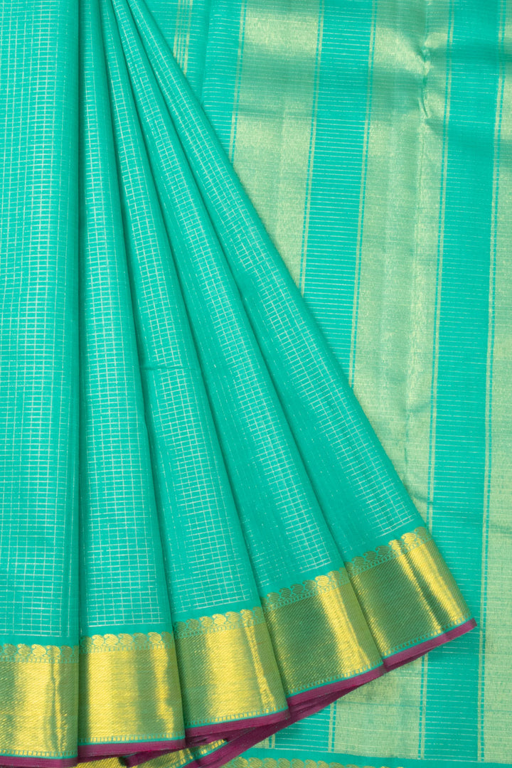 Turquoise Blue Kanjivaram Silk Saree 10065044