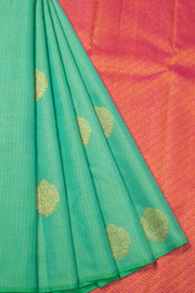 Turquoise Green Handloom Kanjivaram Silk Saree 10065053